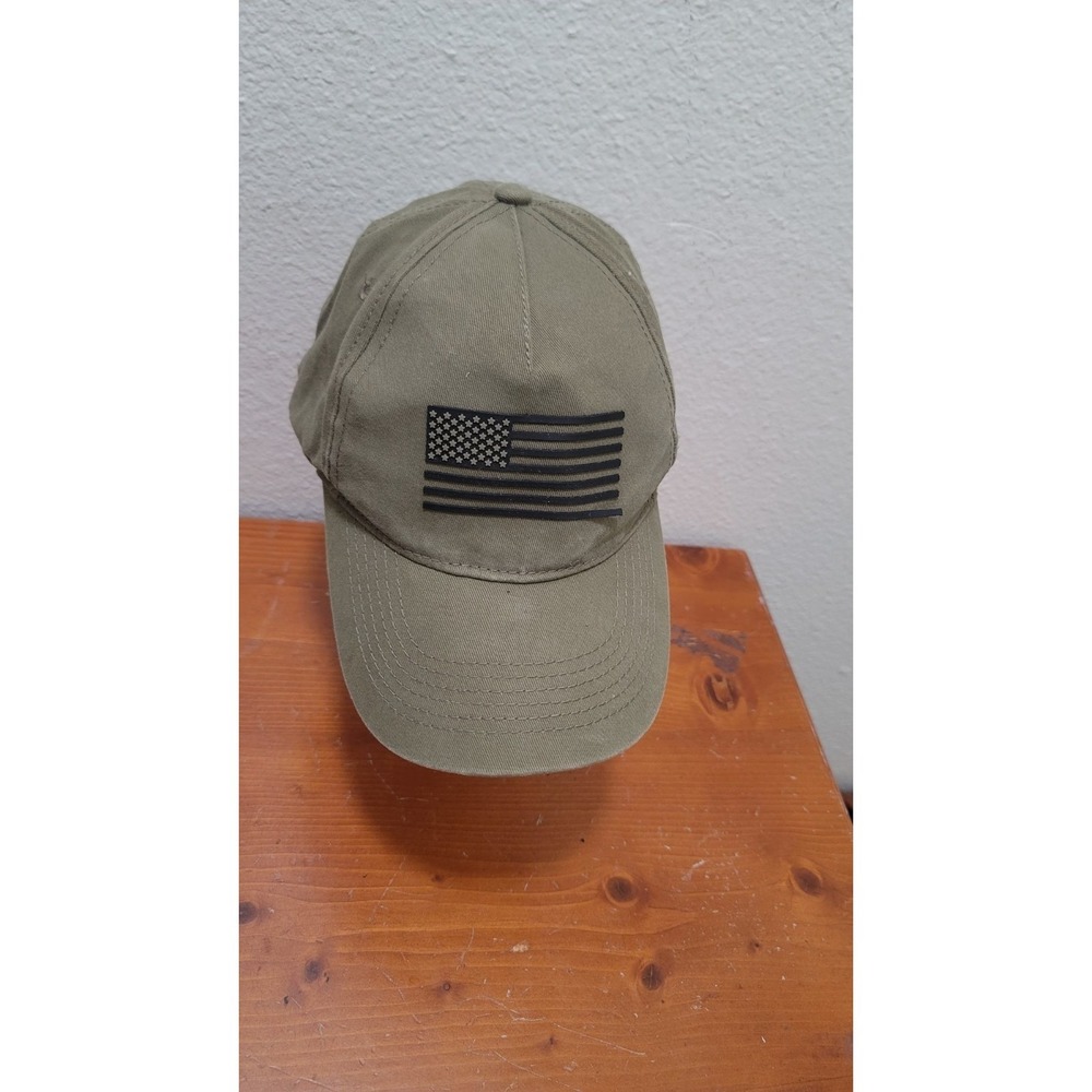 Army Olive Green‎ Baseball Cap With American Flag Embroidery & Adjustable Strap